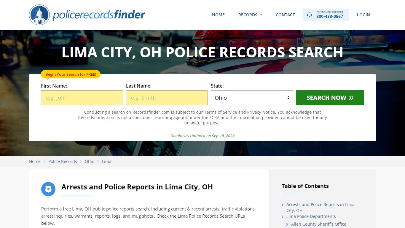 Lima, Adams County, OH Police Reports & Police Department Records